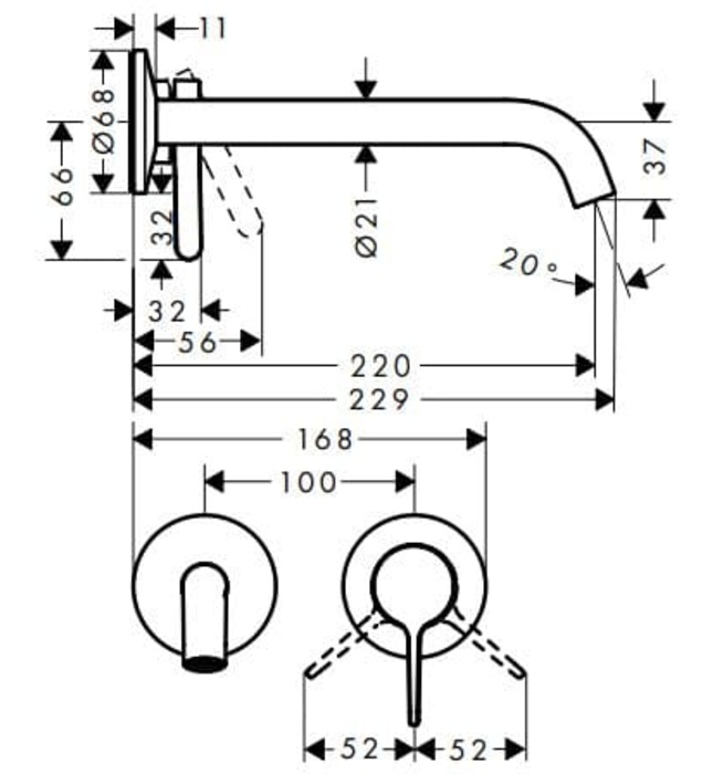 Vòi Lavabo Rửa Mặt Nóng Lạnh Đức Axor One 48120950
