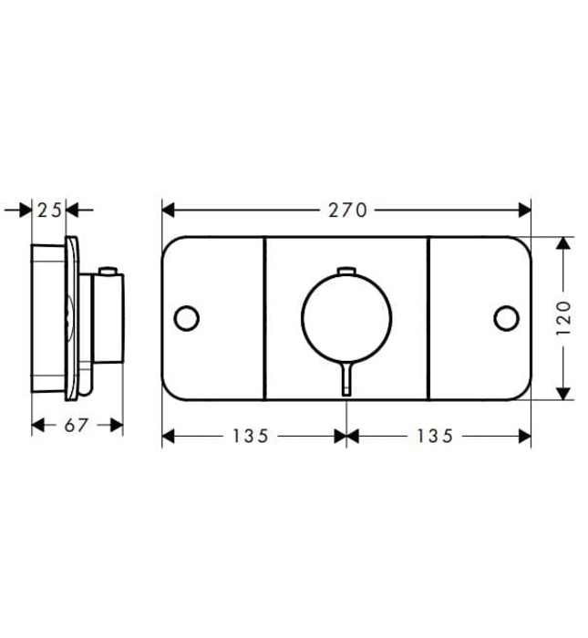 Mặt Nạ Điều Khiển Sen Âm Tường 2 Chế Độ Axor One 45712300