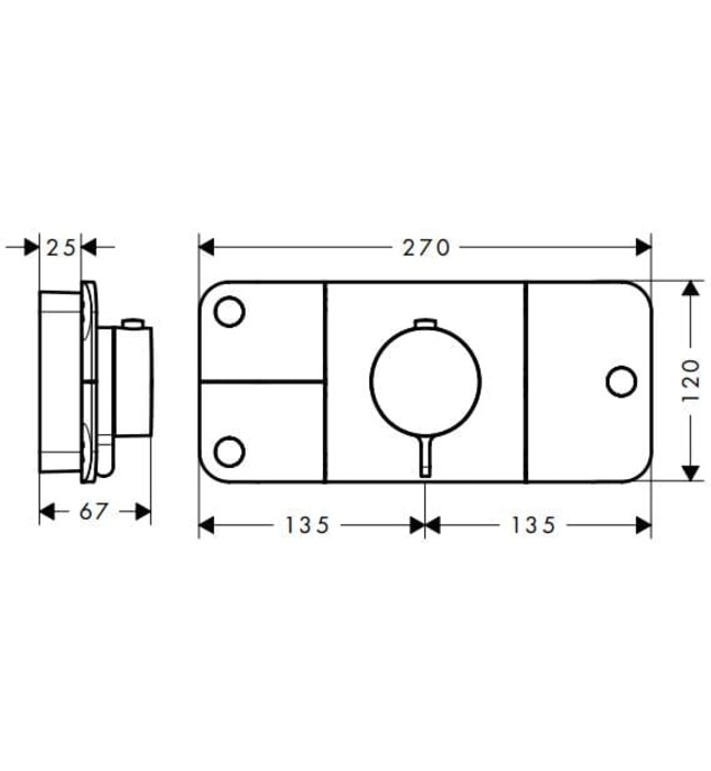 Mặt Nạ Điều Khiển Sen Âm Tường 3 Chế Độ Axor One 45713330