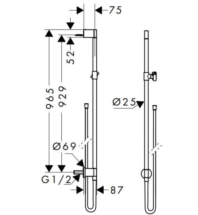 Thanh Trượt Dây Sen Tắm Đức Axor One 48792930