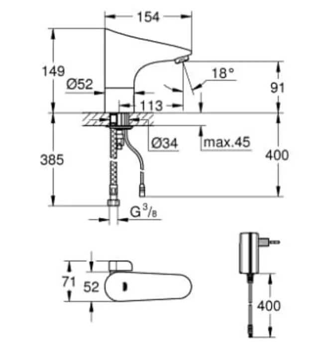 Vòi Chậu Lavabo Cảm Ứng Đức Grohe 36015001