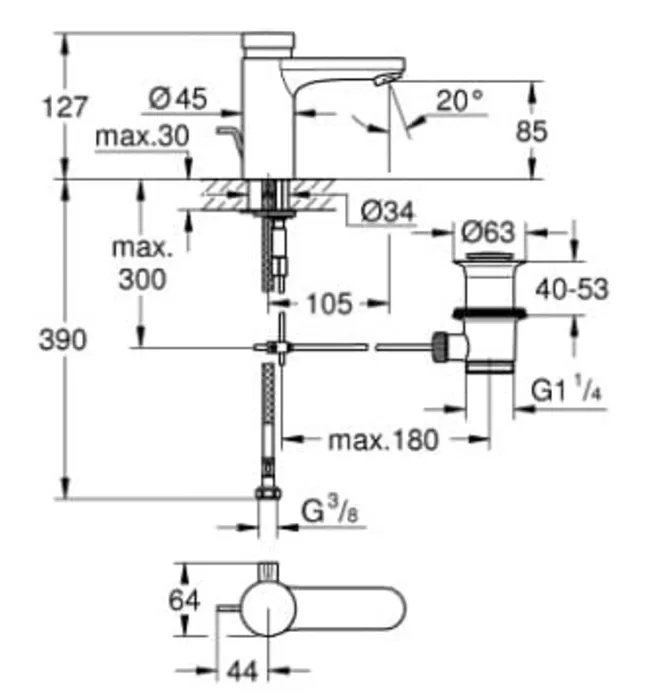 Vòi Chậu Lavabo Nóng Lạnh Đức Grohe 36318000