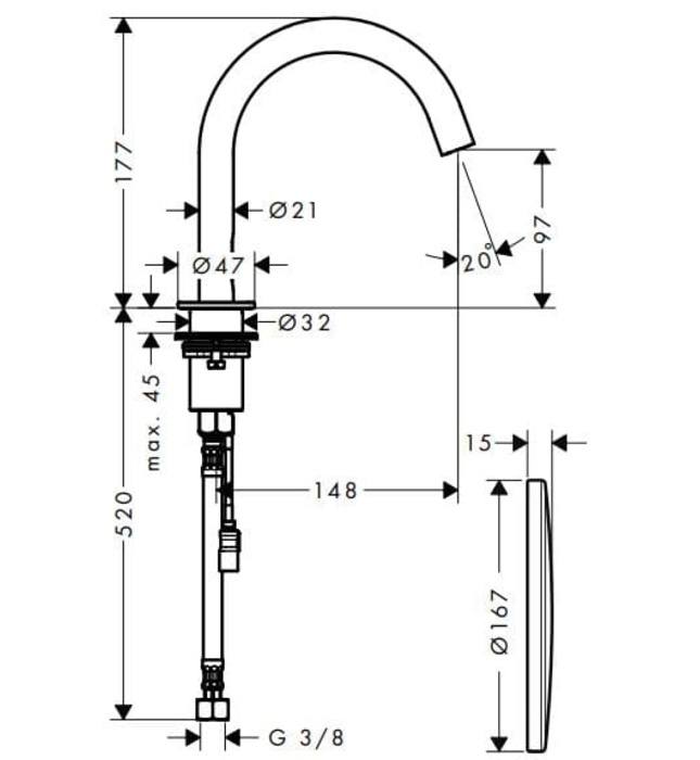 Vòi Lavabo Nóng Lạnh Cảm Ứng Đức Axor 38010950
