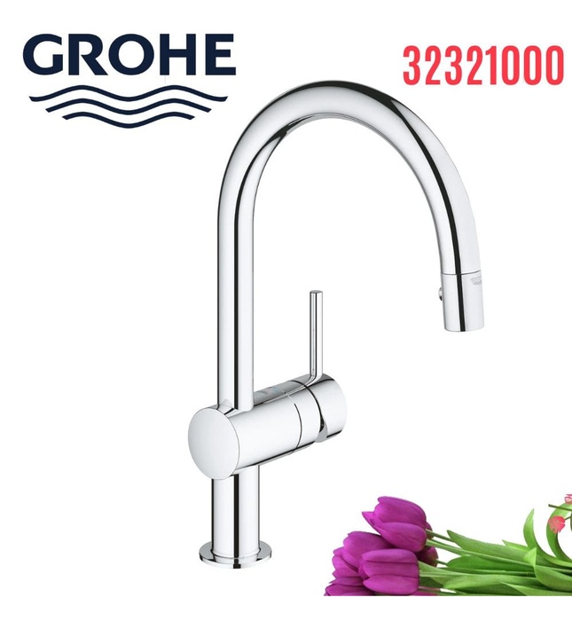 Vòi Chậu Rửa Bát Cần Cứng Dây Rút Đức Grohe 32321000