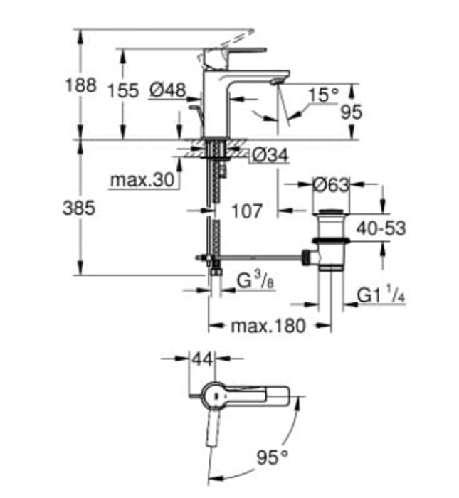 Vòi Chậu Lavabo Nóng Lạnh Đức Grohe 23790001
