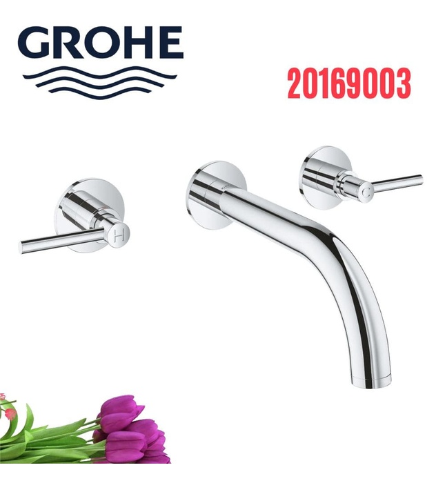 Vòi Chậu Lavabo Nóng Lạnh Gắn Tường Đức Grohe 20169003