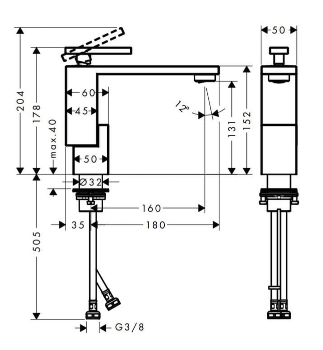 Vòi Lavabo Rửa Mặt Nóng Lạnh Đức Axor Edge 46010300