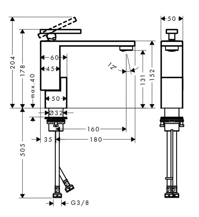 Vòi Lavabo Nóng Lạnh AXOR Edge 130 46010300