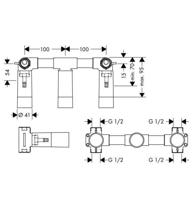 Chân Vòi Âm Tường 3 Chân Đức Axor 10303180