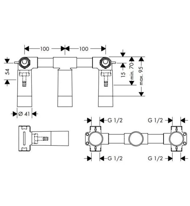 Chân Vòi Âm Tường 3 Chân Đức Axor 10303180