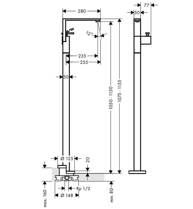 Vòi Lavabo Nóng Lạnh Đặt Sàn Đức Axor Edge 46040330