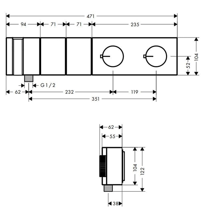 Vòi Tắm Hoa Sen Âm Tường 2 Chức Năng Đức Axor Edge 46700300