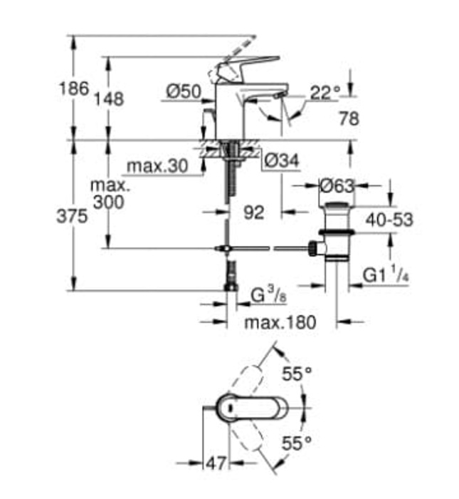 Vòi Chậu Lavabo Nóng Lạnh Đức Grohe 32825000