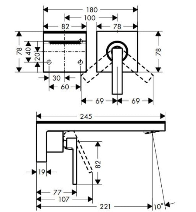 Vòi Lavabo Nóng Lạnh Âm Tường Đức Axor MyEdition 47062140