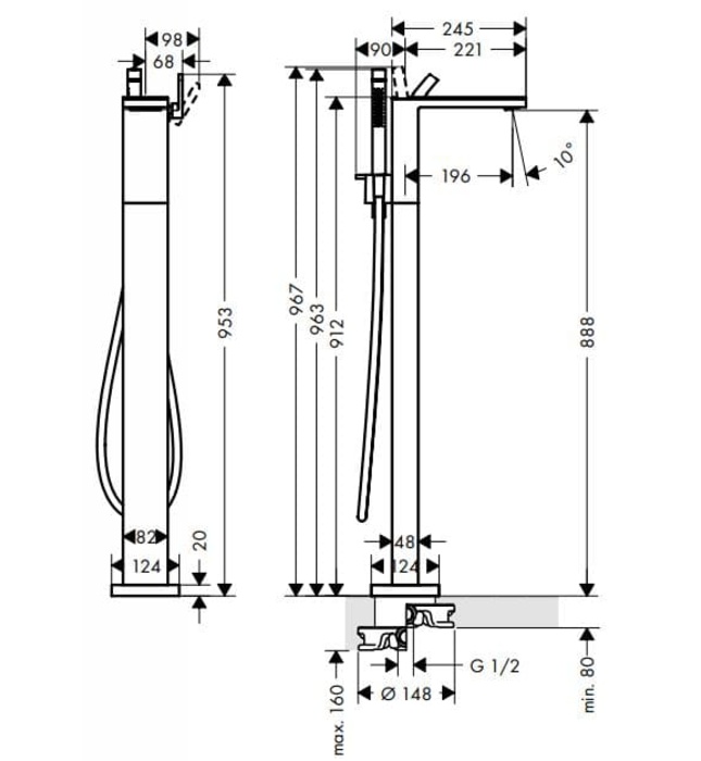 Vòi Sen Bồn Tắm Đặt Sàn Đức Axor MyEdition 47442950