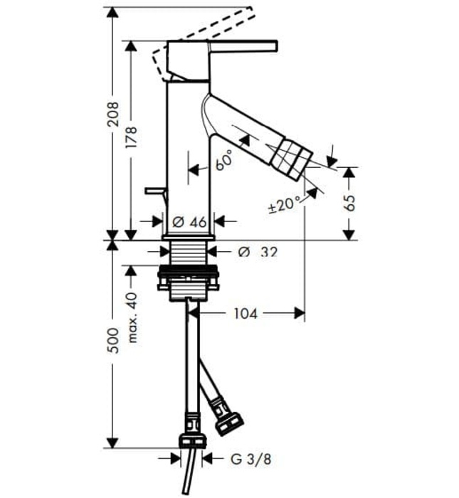 Vòi Bồn Tiểu Nữ Nóng Lạnh Đức Axor Starck. 10214800