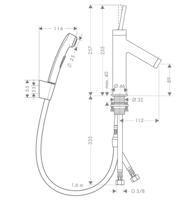 Vòi Sen Nóng Lạnh Đức Axor Starck. 10300300