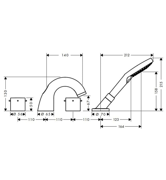 Vòi Sen Bồn Tắm 4 Chân Gắn Bồn Đức Axor Starck. 10444340