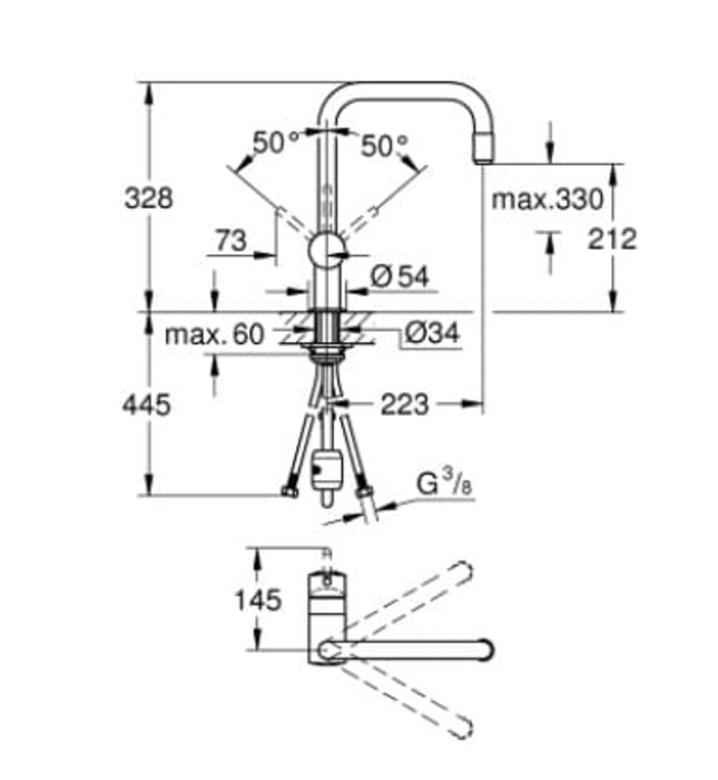 Vòi Chậu Rửa Bát Cần Cứng Đức Grohe 32067000