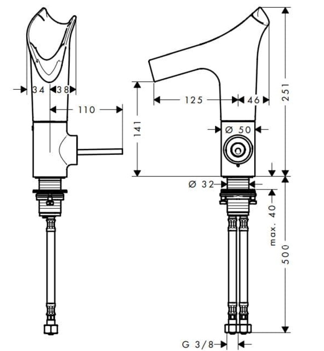 Vòi Lavabo Nóng Lạnh Kính Trong Đức Axor Starck 12112340