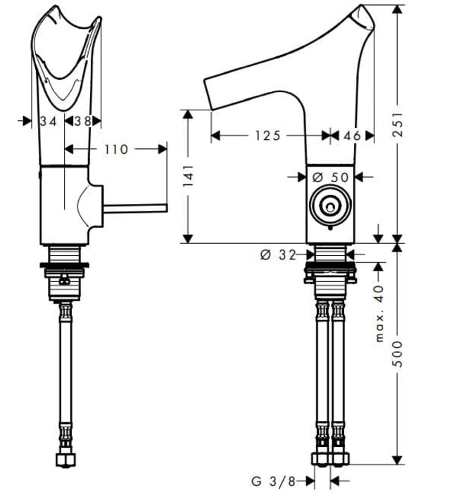 Vòi Lavabo Nóng Lạnh Kính Trong Đức Axor Starck 12122330