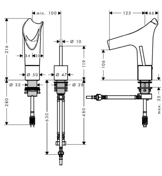 Vòi Lavabo Nóng Lạnh Kính Trong Đức Axor Starck V 12115300