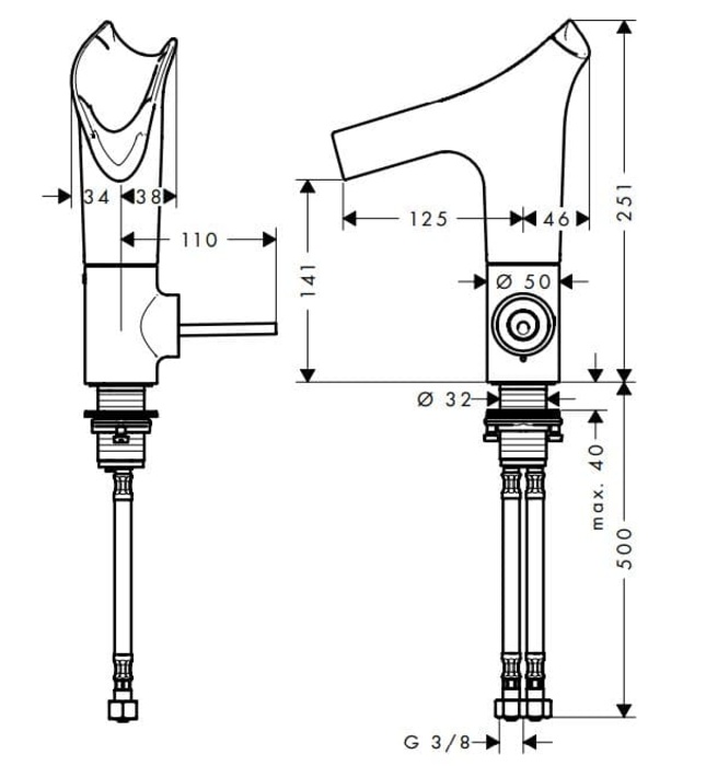 Vòi Lavabo Nóng Lạnh Kính Trong Đức Axor Starck 12123310