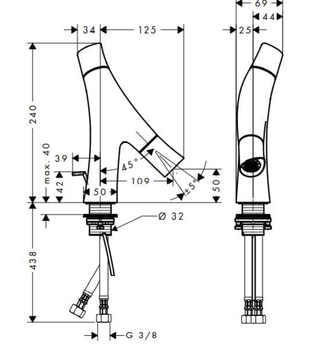 Vòi Lavabo Nóng Lạnh Đức Axor Starck Organic 12014340