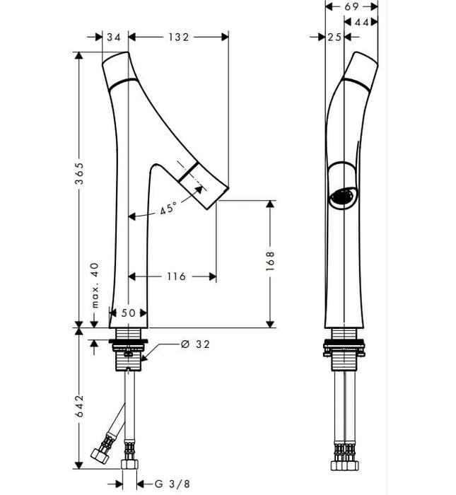 Vòi Lavabo Nóng Lạnh Đức Axor Starck Organic 12012820