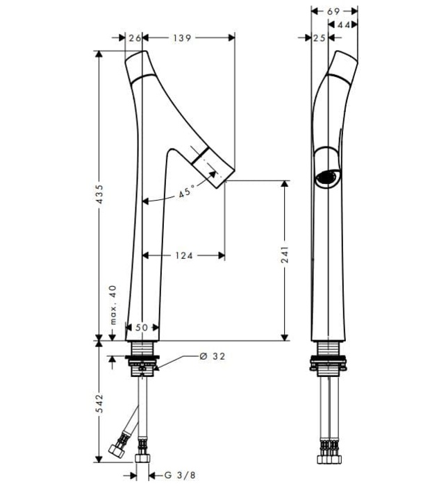 Vòi Lavabo Nóng Lạnh Cao Đức Axor Starck Organic 12013300