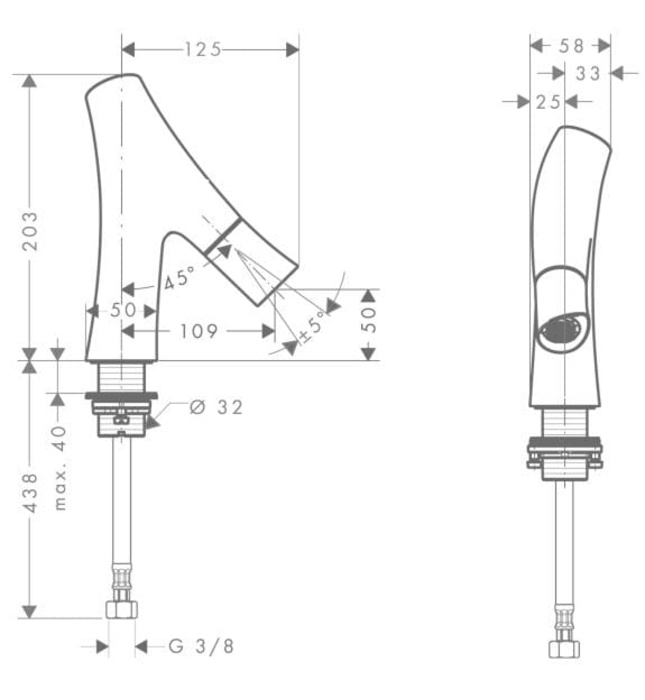 Vòi Lavabo Nóng Lạnh Đức Axor Starck Organic 12110250
