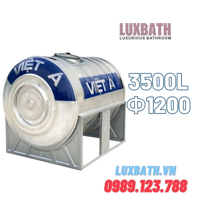Bồn Nước Inox SUS304 Việt Á 3500L Nằm VA 3500N F1200
