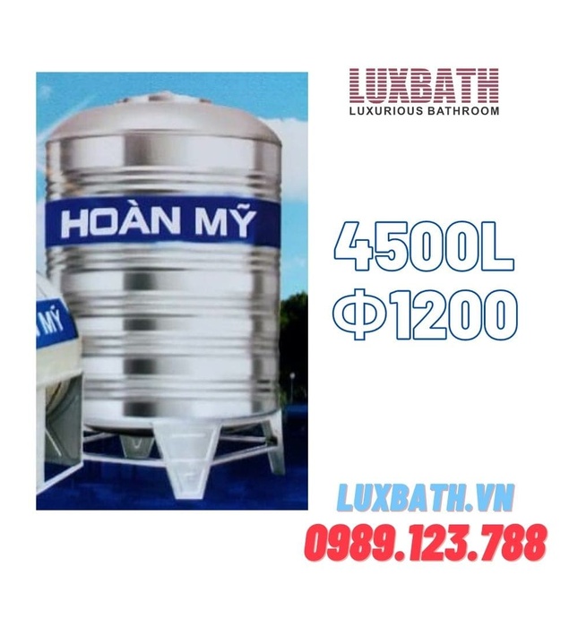 Bồn Nước Inox Hoàn Mỹ 4500L Đứng HM 4500D F1200