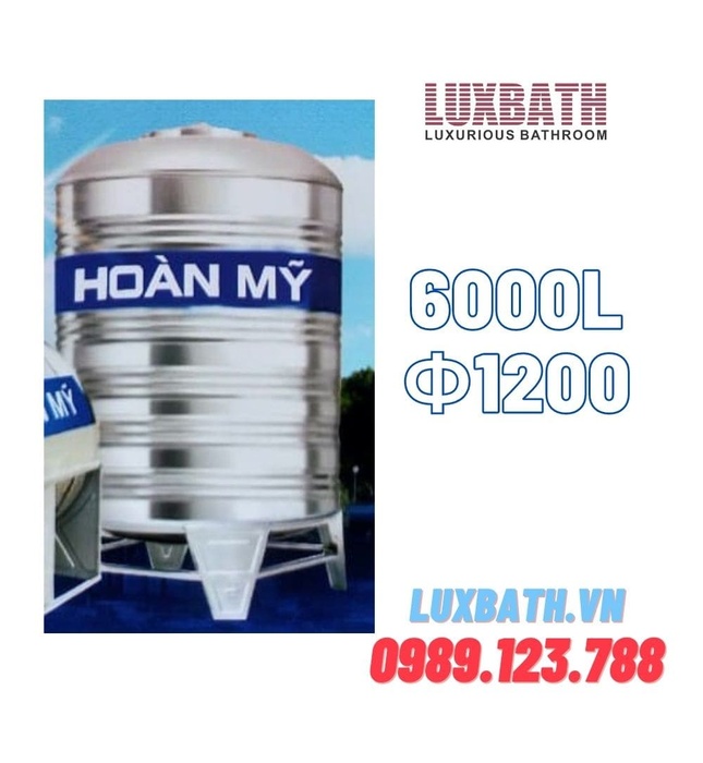 Bồn Nước Inox Hoàn Mỹ 6000L Đứng HM 6000D F1200