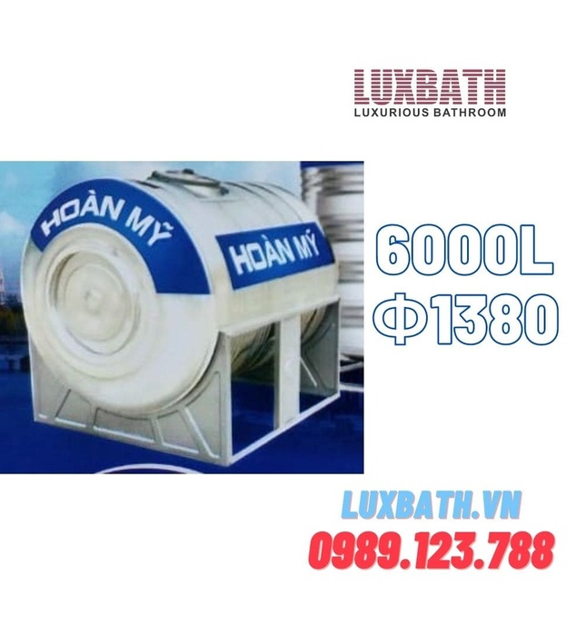 Bồn Nước Inox SUS304 Hoàn Mỹ 6000L Nằm HM 6000N F1380