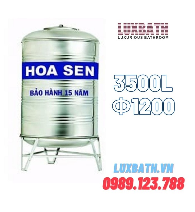 Bồn Nước Inox Hoa Sen 3500L Đứng HS 3500D F1200