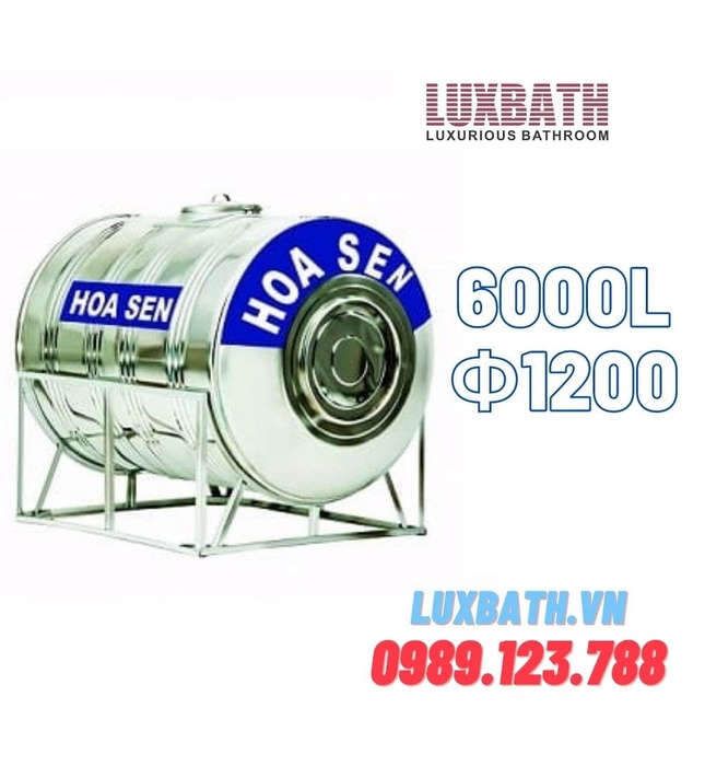 Bồn Nước Inox Hoa Sen 6000L Nằm HS 6000N F1200