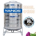 Bồn Nước Inox Nanosi 3000L Phi 1380 Đứng NA 3000D F1380