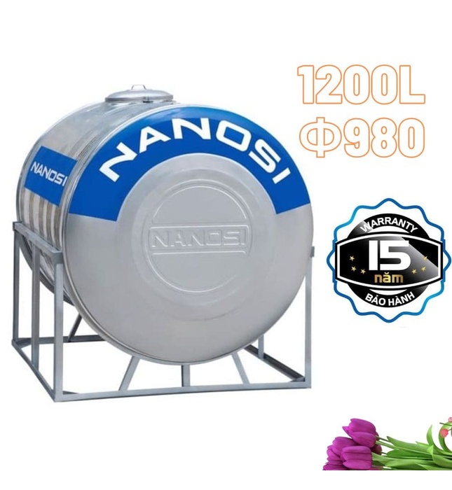 Bồn Nước Inox Nanosi 1200L Nằm Phi 980 NA 1200N