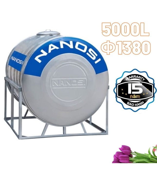 Bồn Nước Inox Nanosi 5000L Nằm Phi 1380 NA 5000N F1380