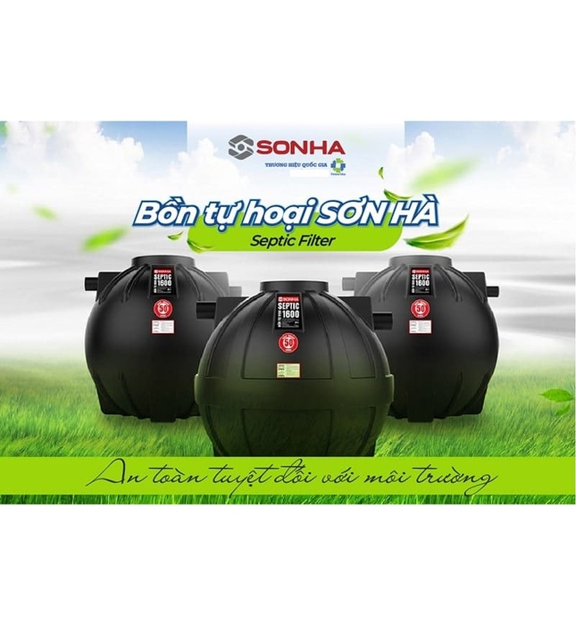 Bồn Tự Hoại Thông Minh 3 Ngăn Septic Sơn Hà 1600L Đứng SH 1600SE D
