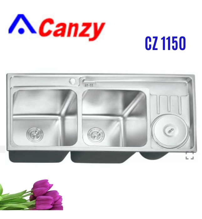 Chậu rửa 2 hố có thùng rác Canzy CZ 1150