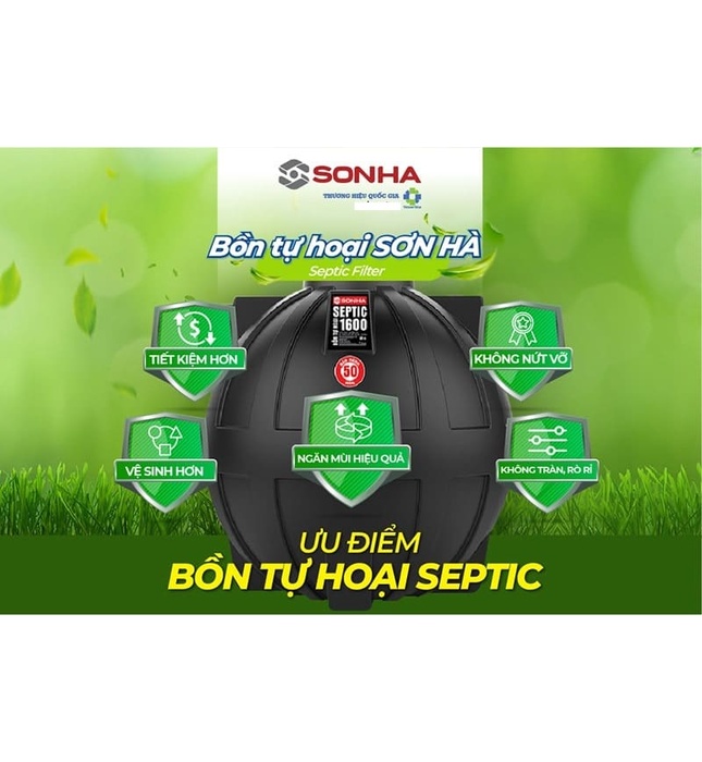 Bồn Tự Hoại Thông Minh Septic Sơn Hà 1000L Đứng SH 1000SE D
