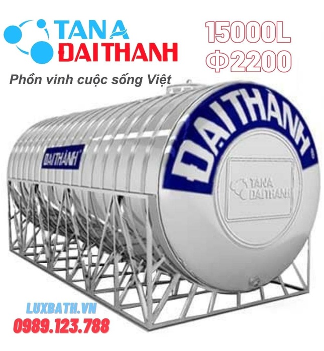 Bồn Inox Công Nghiệp Tân Á Đại Thành 15000L Nằm Phi 2200 TA 15000.N F2200