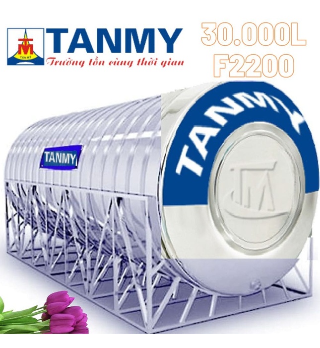 Bồn Inox Công Nghiệp Tân Mỹ 30000L Nằm Phi 2200 TM 30000N F2200