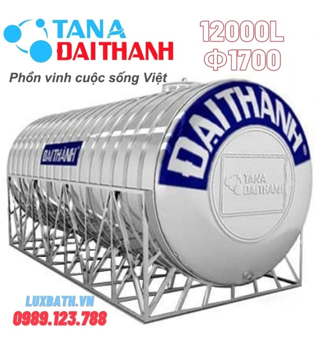 Bồn Inox Công Nghiệp Tân Á Đại Thành 12000L Nằm Phi 1700 TA 12000N F1700