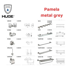Bộ Phụ Kiện Nhà Tắm Huge Pamela metal grey