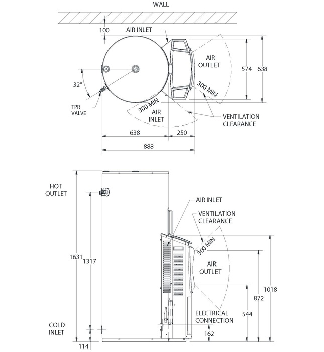 Máy Bơm Nhiệt Heat Pump Úc 325L Solahart Atmos 325HAV