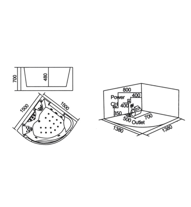 Bồn Tắm Massage Huge J-8819
