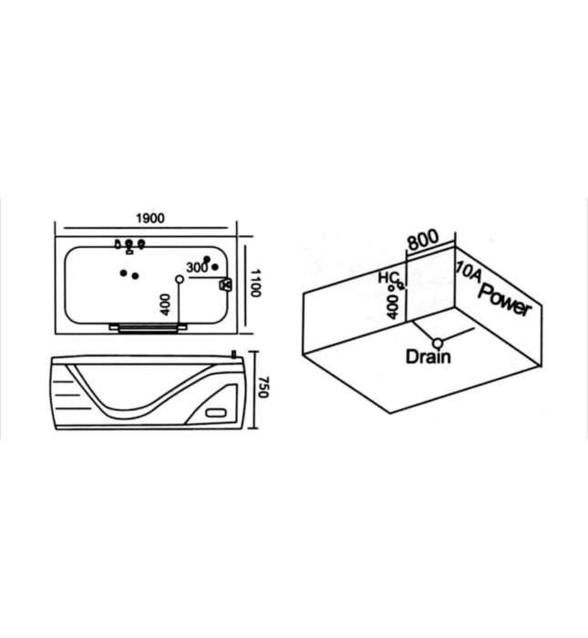 Bồn Tắm Massage Yếm Trái Huge M-2209L